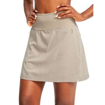 G Gradual Golf Skorts Skirts for Women with 5 Pockets Women's High Waisted Lightweight Athletic Skirt for Tennis Running (Khaki, Large)