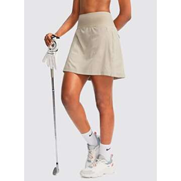 G Gradual Golf Skorts Skirts for Women with 5 Pockets Women's High Waisted Lightweight Athletic Skirt for Tennis Running (Khaki, Large)