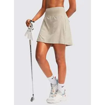 G Gradual Golf Skorts Skirts for Women with 5 Pockets Women's High Waisted Lightweight Athletic Skirt for Tennis Running (Khaki, Large)