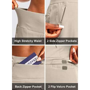 G Gradual Golf Skorts Skirts for Women with 5 Pockets Women's High Waisted Lightweight Athletic Skirt for Tennis Running (Khaki, Large)