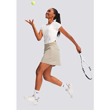 G Gradual Golf Skorts Skirts for Women with 5 Pockets Women's High Waisted Lightweight Athletic Skirt for Tennis Running (Khaki, Large)