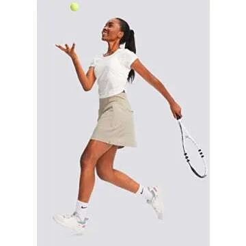 G Gradual Golf Skorts Skirts for Women with 5 Pockets Women's High Waisted Lightweight Athletic Skirt for Tennis Running (Khaki, Large)