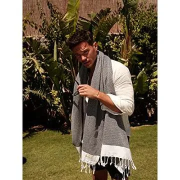 SMYRNA TURKISH COTTON Original Series Turkish Beach Towel Oversized, 37x71 inch, Extra Large Quick Dry Sand Free Beach Blanket, Lightweight Cotton Pool, Spa, Travel, Gym, Adult Bath Towel, Black