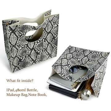 HOXIS Vintage Minimalist PU Leather Handbag - Black Snake