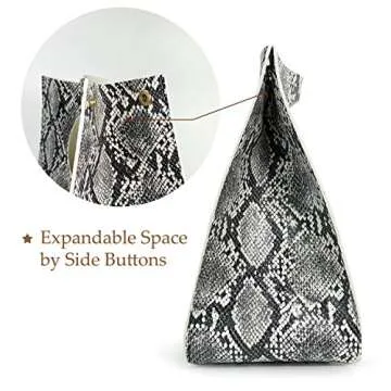 HOXIS Vintage Minimalist PU Leather Handbag - Black Snake