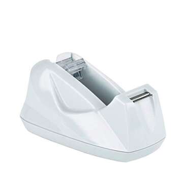 Acrimet Premium Desktop Tape Dispenser, Plastic, Non-Skid Base (Heavy Duty) (White Color)