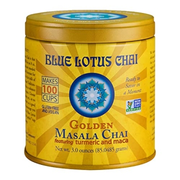 Blue Lotus Chai - Golden Masala Flavor Chai - 100 Cup Instant Chai Powder - Organic Spices - No Stee...