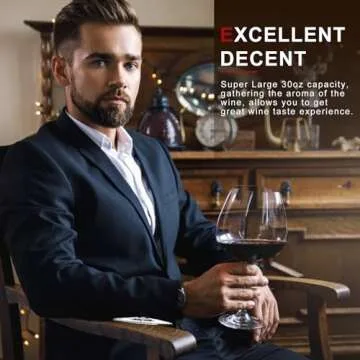 Super Large 30OZ Wine Glasses-Hand Blown Crystal Giant Wine Glasses, Big Burgundy Glasses Oversized,...