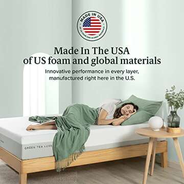 ZINUS 12 Inch Green Tea Luxe Memory Foam Mattress, Queen, Pressure Relieving, CertiPUR-US Certified, Mattress in A Box, All-New, Made in USA