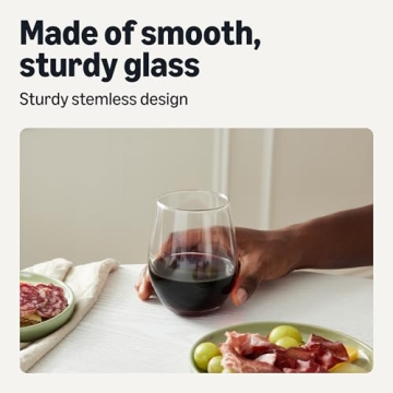 Amazon Basics Stemless Red Wine Glass Set - 18 oz