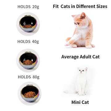Nihow Cat Food Bowl：5.7 Inch Ceramic Raised Cat Food Bowl for Protecting Pet's Spine - Elevated Pet Bowl Cat Dish for Dry Wet Cat Food - Colorful Blue (4OZ /1 PC)