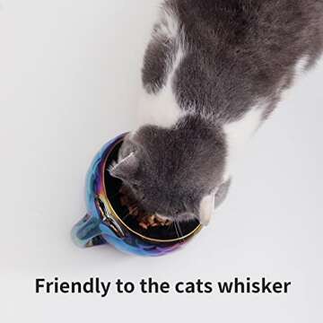 Nihow Cat Food Bowl：5.7 Inch Ceramic Raised Cat Food Bowl for Protecting Pet's Spine - Elevated Pet Bowl Cat Dish for Dry Wet Cat Food - Colorful Blue (4OZ /1 PC)