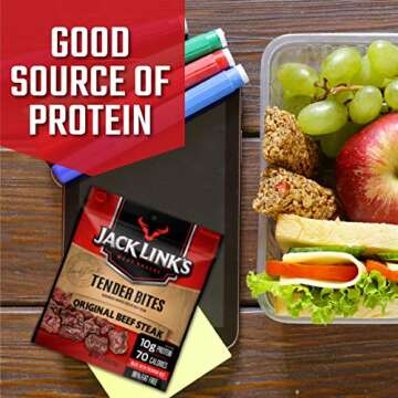 Jack Link’s Beef Tender Bites, Original Beef Steak, 2.85 oz Bag, Pack of 2 – On-the-Go, Poppable Meat Snack, Good Source of Protein, Made with 100% Beef, 10g of Protein Per Serving