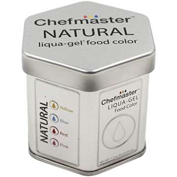 Chefmaster - Natural Liqua-Gel Food Coloring Kit - Natural Gel Food Coloring - 4 Count Pack - Plant-Based Ingredients, Naturally Vibrant Colors, Blends Easily - Made in the USA