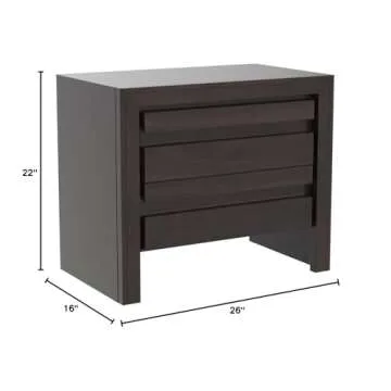 Modus Furniture Solid Wood Nightstand, 2-Drawer with Charging Station, Element - Chocolate Brown