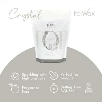 Italwax Top Line Crystal - 750g / 1.65lb - Hard wax beads for hair removal - Unscented - Synthetic formulation ideal for sensitive skins - Recommended for Bikini Area and Armpits