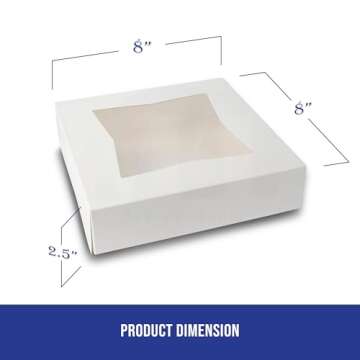 MT Products White Bakery Boxes 8" x 8" x 2.5" - Elegant Pastry Boxes (Pack of 10) - Made in the USA