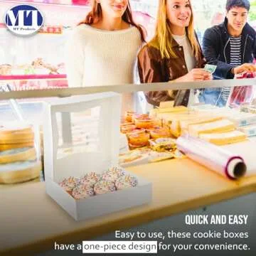 MT Products White Bakery Boxes 8" x 8" x 2.5" - Elegant Pastry Boxes (Pack of 10) - Made in the USA
