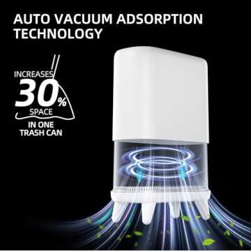 JUDRDO Bathroom Trash Can with Lid, Vacuum Adsorption Small Garbage Can 3.2 Gallon Press Top Lid Tra...