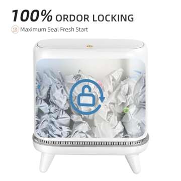 JUDRDO Bathroom Trash Can with Lid, Vacuum Adsorption Small Garbage Can 3.2 Gallon Press Top Lid Trash Bin with Legs Waterproof Waste Basket for Bathroom Bedroom Office Home