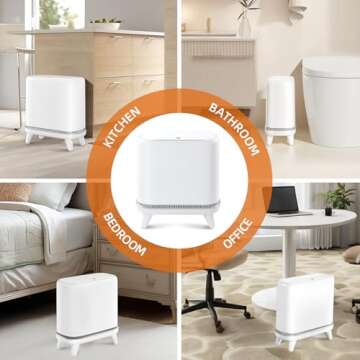 JUDRDO Bathroom Trash Can with Lid, Vacuum Adsorption Small Garbage Can 3.2 Gallon Press Top Lid Trash Bin with Legs Waterproof Waste Basket for Bathroom Bedroom Office Home