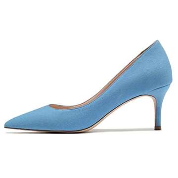 Mettesally Women's Pointed Toe Suede Pumps - Chic Light Blue Kitten Heels