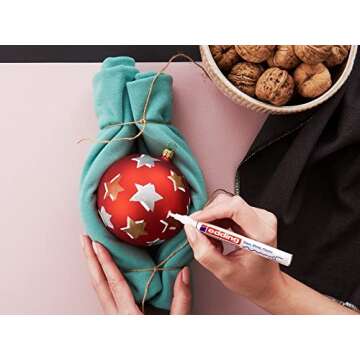 edding 780 gloss paint marker - black white gold silver copper - set of 5 paint markers - extra-fine round nib 0.8 mm - paint pen for glass, pebbles, wood, plastic, paper - waterproof, high coverage