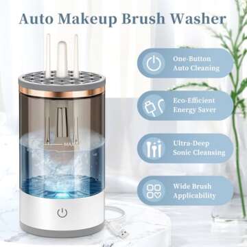 Electric Makeup Brush Cleaner, Quick Efficient Machine for Deep Cleaning All Types of Brushes, Porta...