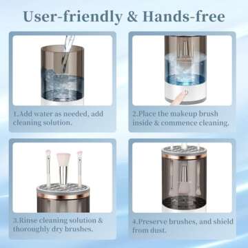 Electric Makeup Brush Cleaner, Quick Efficient Machine for Deep Cleaning All Types of Brushes, Portable Compact Design for Travel Home Use, for Makeup Lovers & Professionals
