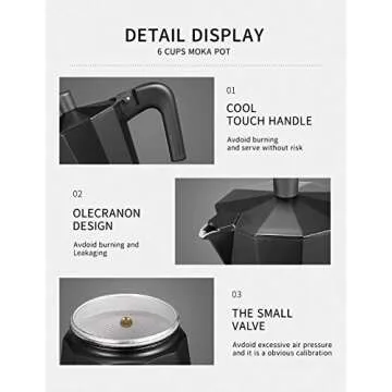 Yabano Stovetop Espresso Maker, 1 Cups Moka Coffee Pot Italian Espresso for Gas or Electric Ceramic Stovetop, Italian Coffee maker for Cappuccino or Latte