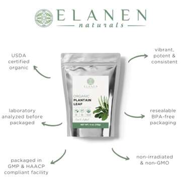 Organic Plantain Leaf 4 oz. (113g), USDA Certified Organic Dried Broadleaf Plantain Leaf Tea, Organic Plantain Herb, Dried Plaintain Herb, Cut & Sifted