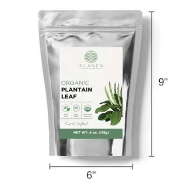 Organic Plantain Leaf 4 oz. (113g), USDA Certified Organic Dried Broadleaf Plantain Leaf Tea, Organic Plantain Herb, Dried Plaintain Herb, Cut & Sifted