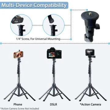 Fugetek 62" Professional Selfie Stick Tripod, Stable 4 Leg Design, Bluetooth Remote, 100% All Alumin...