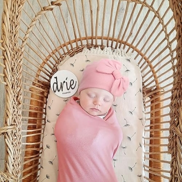 Soft DRESHOW BQUBO Newborn Receiving Blanket Bow Hat Gloves Set