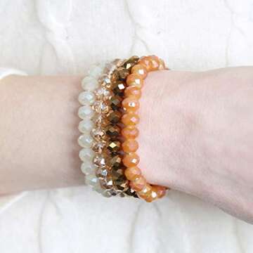 RIAH FASHION Bohemian Multi-Layer Beaded Stacking Bracelet - Versatile Stretch Strand Statement Wrap...