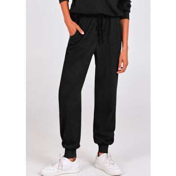 PRETTYGARDEN Womens 2 Piece Sweatsuits Set Long Sleeve Half Zip Pullover Sweatshirt Joggers Sweatpants Fall Outfits Tracksuit (Black,X-Large)