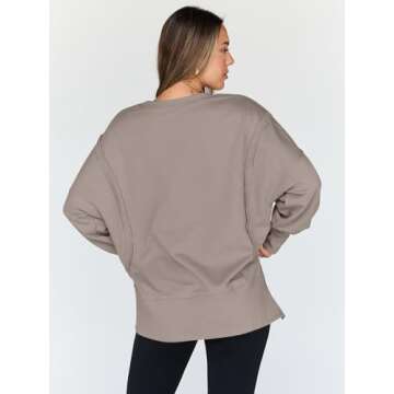 Trendy Queen Womens Oversized Sweatshirts Hoodies Crewneck Shirts Fall Outfits Teen Girls Y2k Winter Clothes CoffeeGrey L