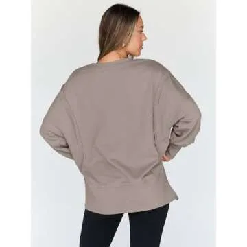 Trendy Queen Womens Oversized Sweatshirts Hoodies Crewneck Shirts Fall Outfits Teen Girls Y2k Winter Clothes CoffeeGrey L