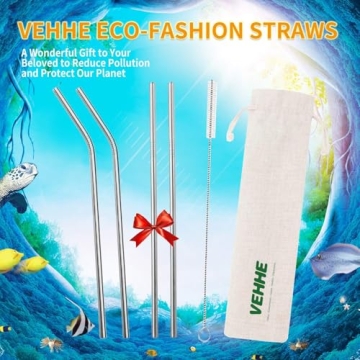VEHHE Stainless Steel Reusable Straws for Tall Tumblers