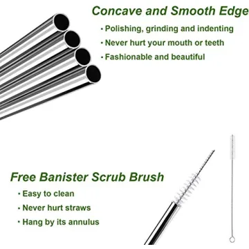 VEHHE Stainless Steel Reusable Straws for Tall Tumblers