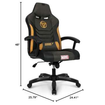 Marvel Avengers Gaming Chair Office High Back Computer PU Leather Desk Chair PC Racing Executive Ergonomic Adjustable Swivel Task Chair Headrest and Lumbar Support (Iron Man, Black)