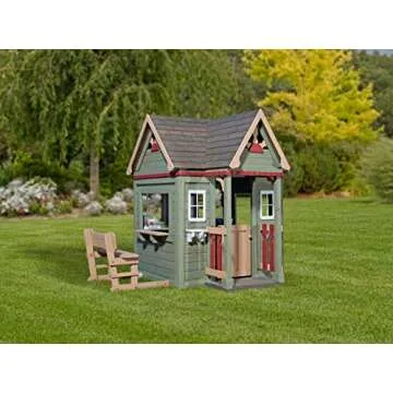 Backyard Discovery Victorian Inn All Cedar Outdoor Wooden Playhouse, Perfect for Small Yards, English Garden Bench, Awning Front Porch, Front Door, Flower Pots, Designed for Ages 2 to 10 yrs Old