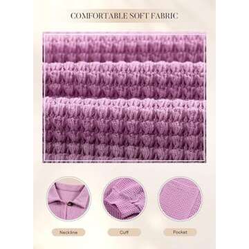 SHEWIN Womens Waffle Knit Oversized Shacket Long Sleeve Button Down Shirts Loose Fit Casual V Neck Summer Tops Womens Spring Fashion 2025, US 20-22(2XL), Purple