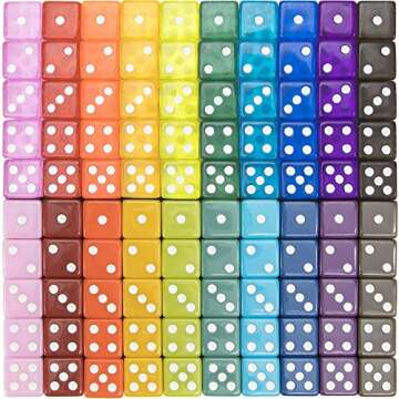 100-Pack of Bulk Six Sided Dice - Standard 16mm Size - Great for Board Games, Casino Games & Tableto...