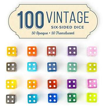 100-Pack of Bulk Six Sided Dice - Standard 16mm Size - Great for Board Games, Casino Games & Tabletop RPGs - Rainbow