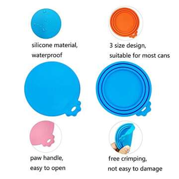 SACRONS Can Covers Universal Silicone Can Lids for Pet Food Cans Fits Most Standard Size Dog and Cat Can Tops BPA Free