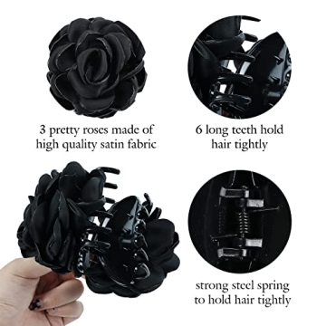 Elegant Rose Flower Hair Claw Clips for All Hair Types