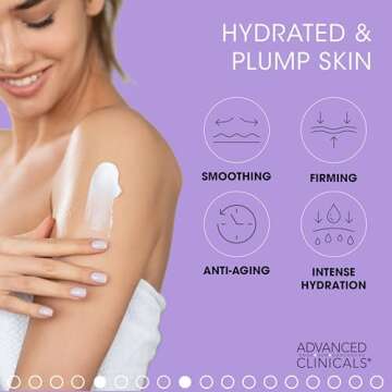 Advanced Clinicals Hyaluronic Acid Body Lotion & Face Moisturizer W/Vitamin E | Hydrating Firming Lotion Minimizes Look Of Wrinkles, Stretch Marks, & Crepey & Dry Skin | Skin Care Products, 16 Oz