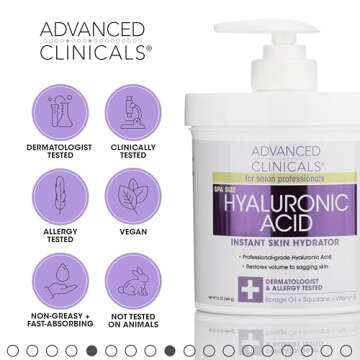 Advanced Clinicals Hyaluronic Acid Body Lotion & Face Moisturizer W/Vitamin E | Hydrating Firming Lotion Minimizes Look Of Wrinkles, Stretch Marks, & Crepey & Dry Skin | Skin Care Products, 16 Oz