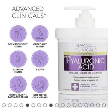 Advanced Clinicals Hyaluronic Acid Body Lotion & Face Moisturizer W/Vitamin E | Hydrating Firming Lotion Minimizes Look Of Wrinkles, Stretch Marks, & Crepey & Dry Skin | Skin Care Products, 16 Oz
